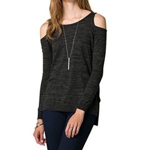 Le Chateau Cold Shoulder Lightweight Long Sleeve Casual Top Gray Size M